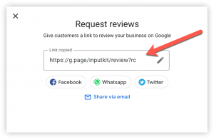 Google my business request reviews link