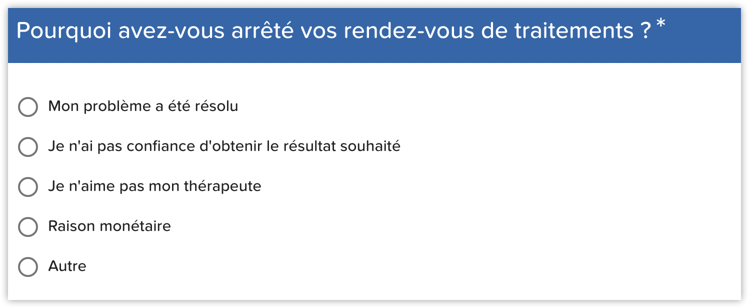 Questionnaire satisfaction client question insatisfaction abandon