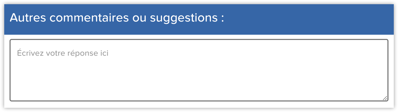 Questionnaire satisfaction client question ouverte autres commentaires ou suggestions