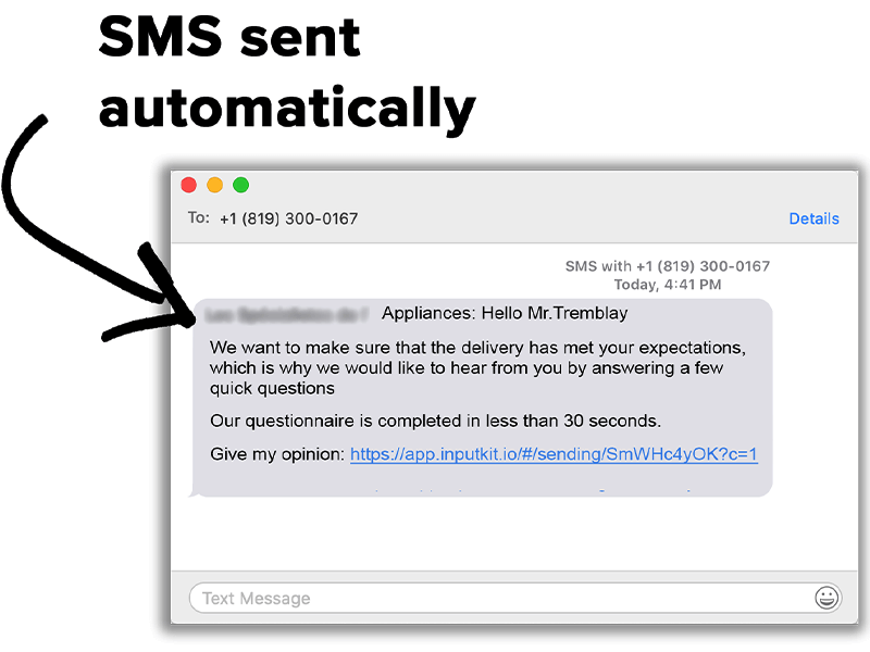 SMS sent automatically