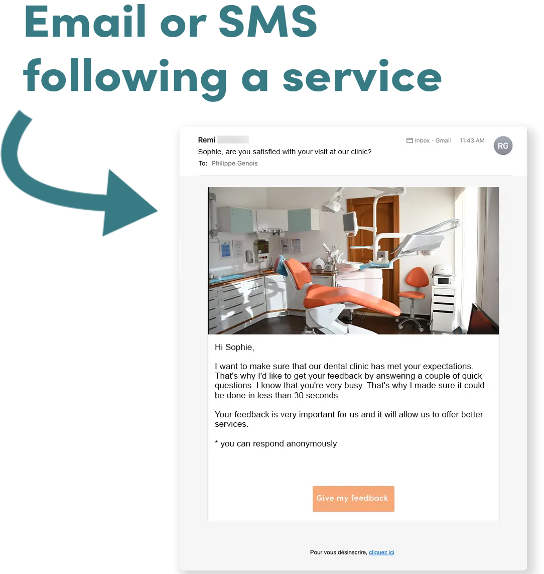 Email or SMS following a service