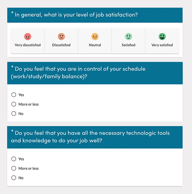 Employee survey questions examples