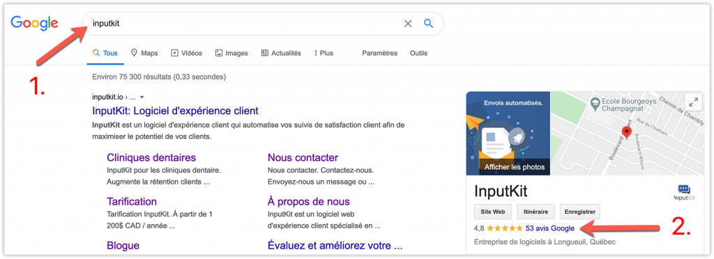 Recherchez votre entreprise sur Google