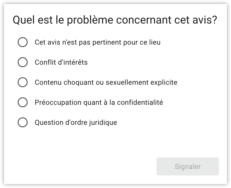 Signaler le problème à Google